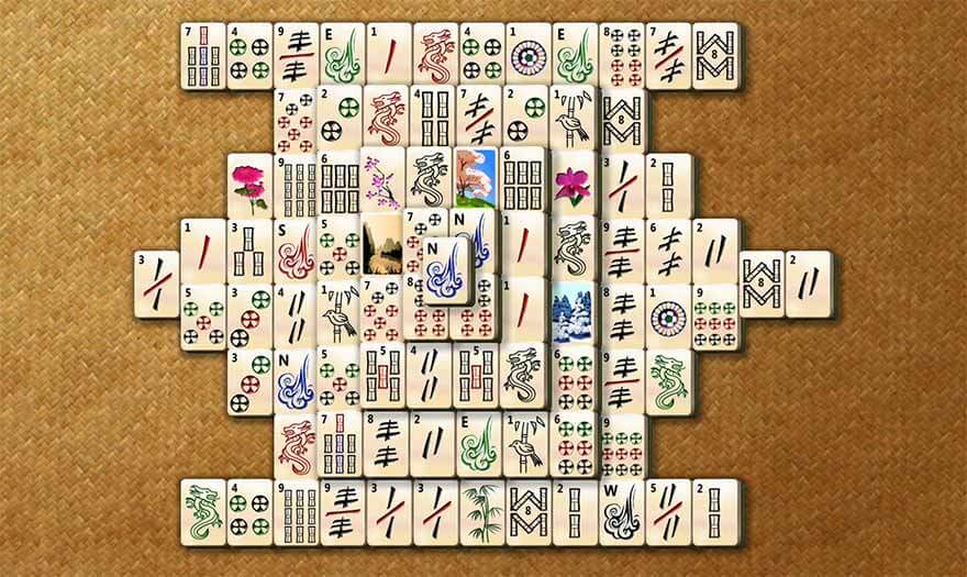 Mahjong Titans game board from Windows Vista and Windows 7