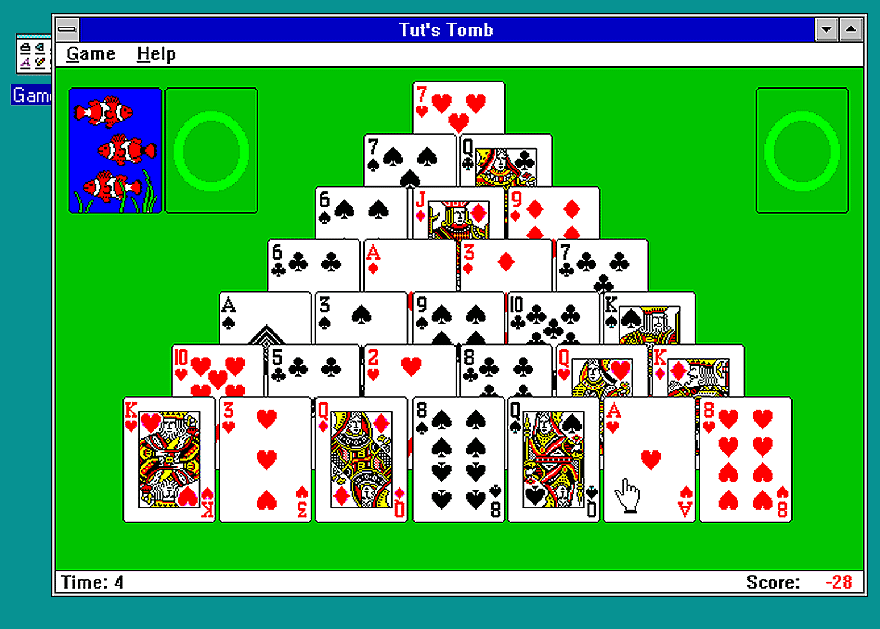 Screenshot of 1991 Microsoft Windows Tut’s Tomb solitaire  game