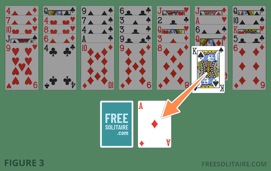 Golf Solitaire example showing a wraparound move