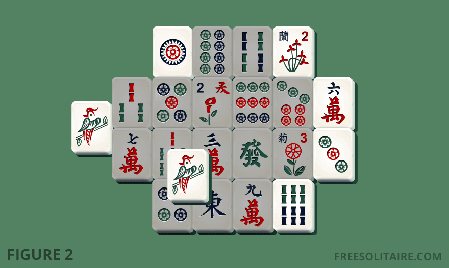 Mahjong Solitaire layout showing which tiles are free and which are blocked