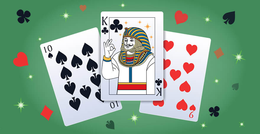 Pyramid Solitaire Pharaoh King mascot making OK sign